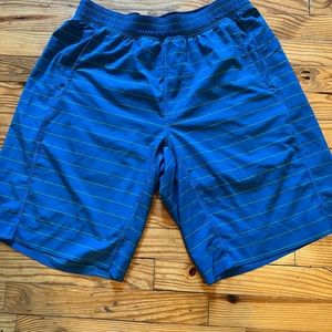 Large Blue and Green striped Lululemon yoga shorts